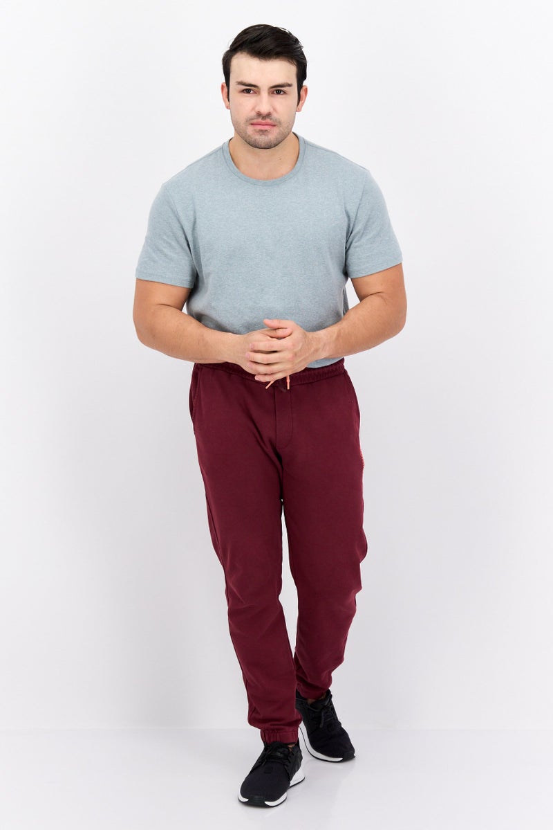 Scotch & Soda Men Regular Fit Brand Logo Jogger Pants, Maroon - Image 2