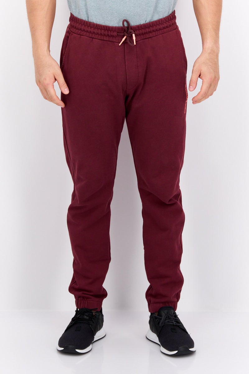 Scotch & Soda Men Regular Fit Brand Logo Jogger Pants, Maroon - Image 1