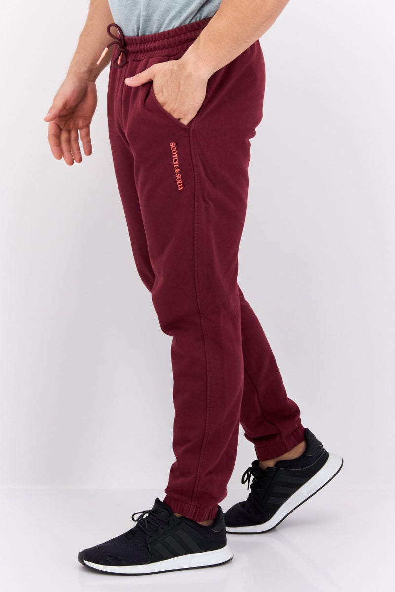 Scotch & Soda Men Regular Fit Brand Logo Jogger Pants, Maroon - Image 4