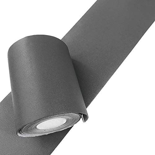 YIJA Self Adhesive Dark Gray Matte Wallpaper Border Stick Waterproof Wall Border Easy to Apply Kitchen Bathroom Tiles Sticker 4.2x393 inch - Image 1