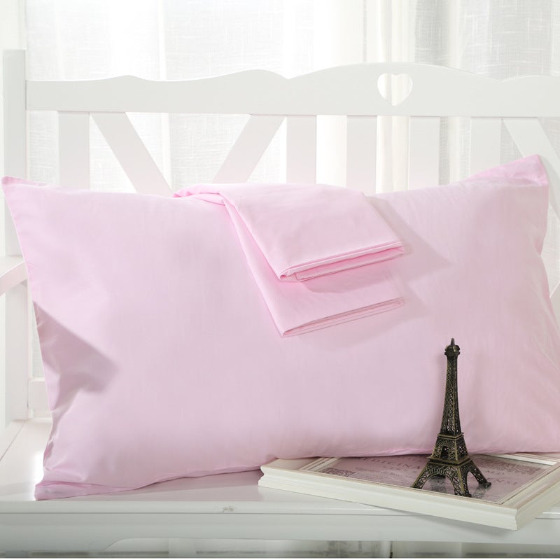 Cotton Pillowcase Simple Solid Color Single Pink