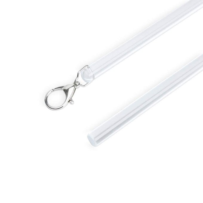 2 PACK CURTAIN PULL ROD WITH METAL SNAP INVISIBLE CLEAR CURTAIN PUSH WAND FOR DRAPERY AND GROMMET CURTAINS 12 INCH WIDE ACRYLIC 40 INCH