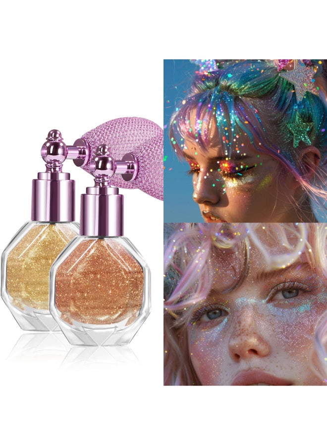 MIESCHER Shimmering Highlighter Powder Spray Sparkle Powder High Gloss Spray for Face Body Hair Longlasting Glitter Waterproof Face Highlighter for Women Party or Daily Wear 03 - Image 4