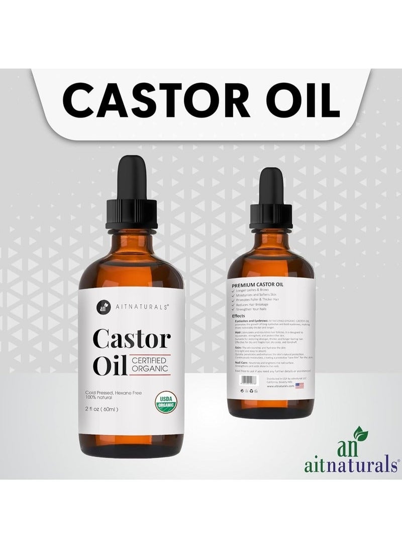 Kate Blanc Organic Castor Oil 60ml Eyelash & Eyebrow Growth Serum | Nourishing Hair, Skin & Nail Treatment | Promotes Hair Growth & Conditions | Cold Pressed & Hexane free | 100% Pure & Hexane-Free  - Image 3