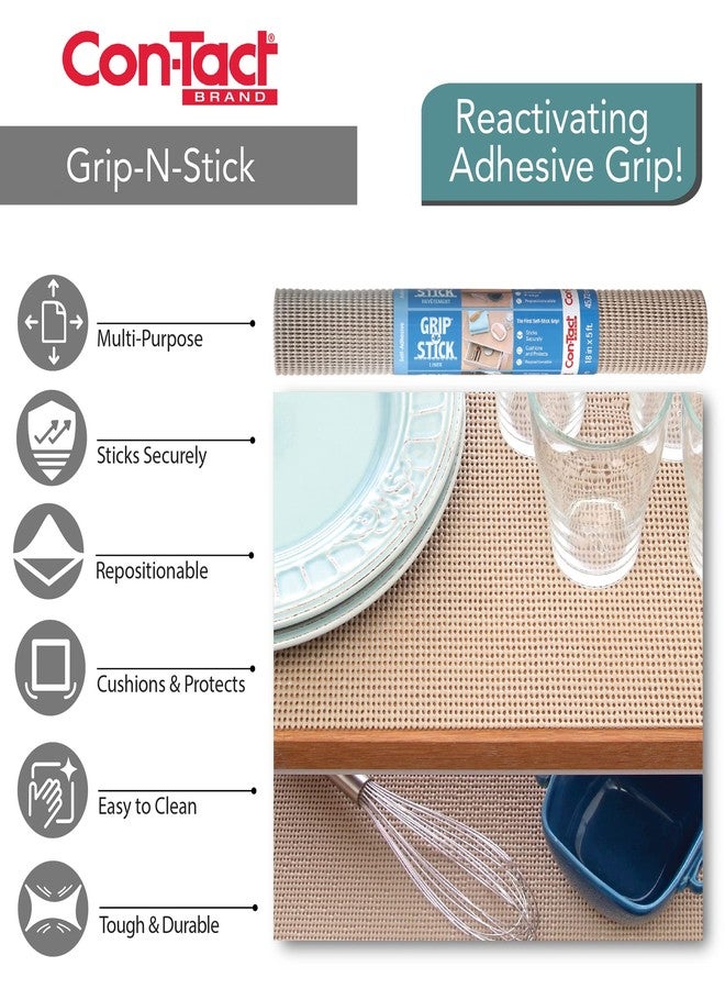 Con-Tact Brand Grip-N-Stick Durable Self-Adhesive Non-Slip Shelf and Drawer Liner, 18" x 4', Taupe - Image 4