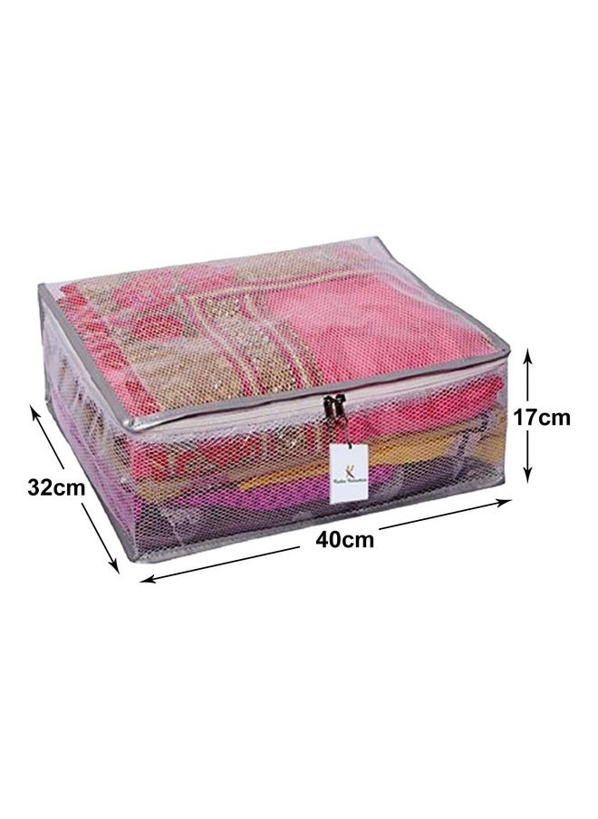 Kuber Industries Kuber Industries Clothes Organizer For Wardrobe (Pack of 6) - Transparent Storage Organizer For Saree | Shirts | Lehenga - Dress Organizer For Wardrobe - Saree Covers With Zip (Transparent) (With Net)  - Image 3
