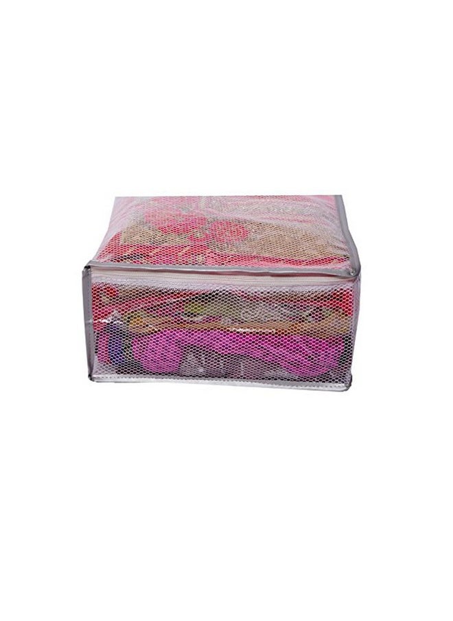 Kuber Industries Kuber Industries Clothes Organizer For Wardrobe (Pack of 6) - Transparent Storage Organizer For Saree | Shirts | Lehenga - Dress Organizer For Wardrobe - Saree Covers With Zip (Transparent) (With Net)  - Image 2