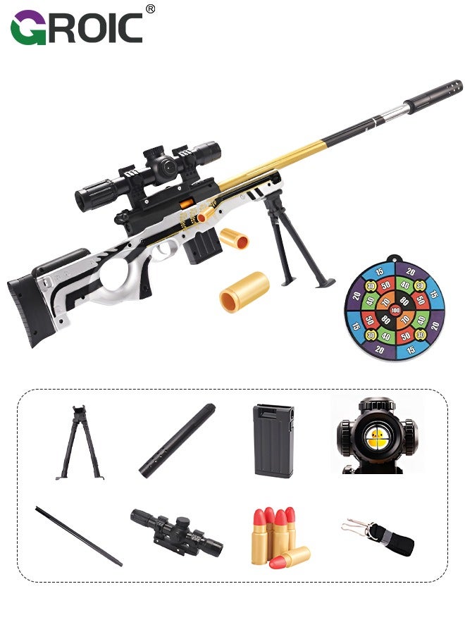GROIC Toy Gun Soft Bullets Education Toy,Sniper Rifle Blaster Gun AWM,Double Mirror Effect Toy Sniper Guns,DIY Toy with Rich Accessories ,Shooting Games Toys for Kids  - Image 1
