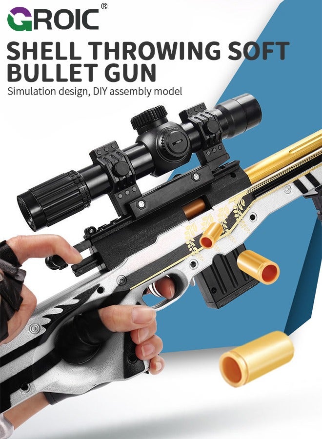 GROIC Toy Gun Soft Bullets Education Toy,Sniper Rifle Blaster Gun AWM,Double Mirror Effect Toy Sniper Guns,DIY Toy with Rich Accessories ,Shooting Games Toys for Kids  - Image 2