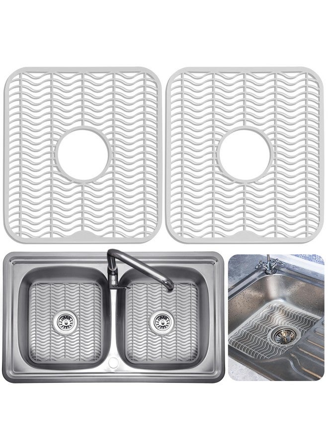 DecorRack 2 واقيات حوض للمطبخ، بيضاء 12" × 11" رف صحون، تحمي الحوض من البقع، الأضرار، الخدوش، شبكة حوض آمنة في غسالة الصحون، حصيرة حوض، للمطبخ (عبوة 2، بيضاء) - Image 1