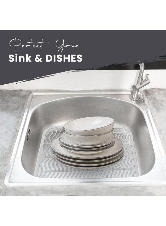 DecorRack 2 واقيات حوض للمطبخ، بيضاء 12" × 11" رف صحون، تحمي الحوض من البقع، الأضرار، الخدوش، شبكة حوض آمنة في غسالة الصحون، حصيرة حوض، للمطبخ (عبوة 2، بيضاء) - Image 5
