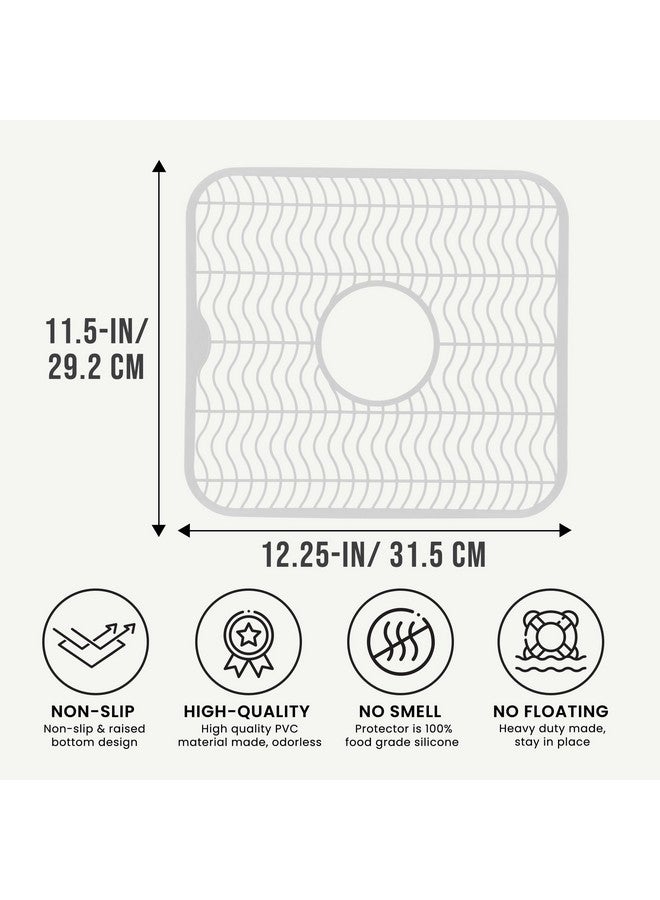 DecorRack 2 واقيات حوض للمطبخ، بيضاء 12" × 11" رف صحون، تحمي الحوض من البقع، الأضرار، الخدوش، شبكة حوض آمنة في غسالة الصحون، حصيرة حوض، للمطبخ (عبوة 2، بيضاء) - Image 3