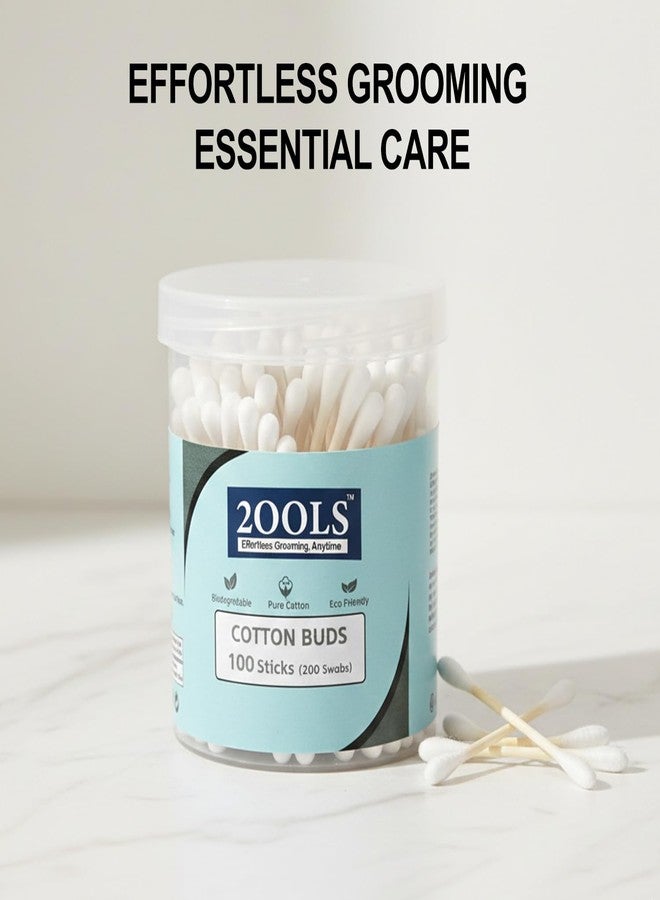 2ools Cotton Buds, Gentle Cotton Swabs for Personal Hygiene and Beauty (White) (100 Sticks (200 Swabs)) - Image 2