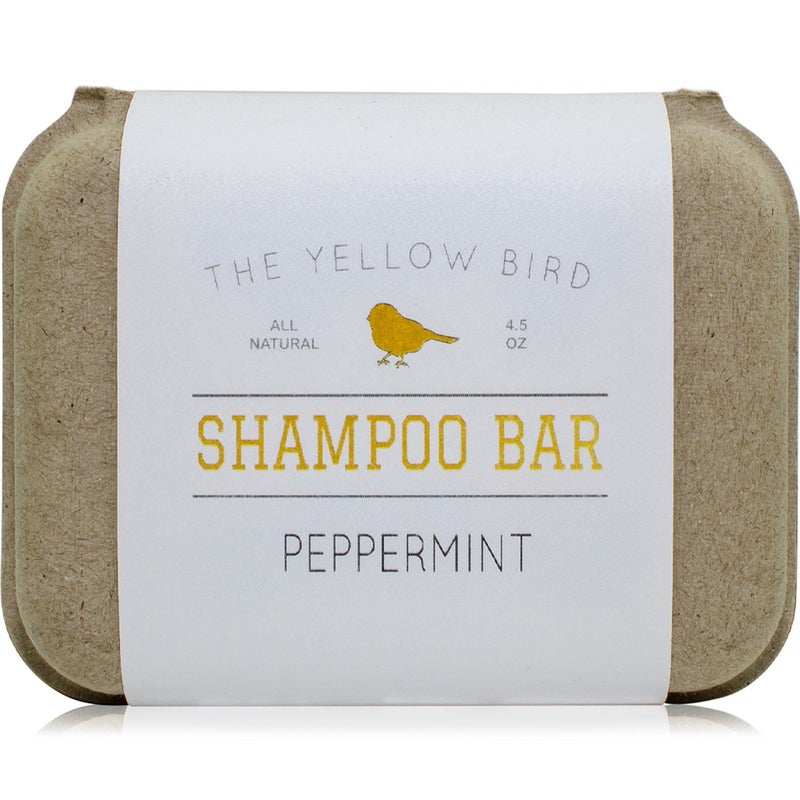 The Yellow Bird Peppermint Shampoo Bar Soap Sulfate Free Natural and Organic Ingredients Anti Dandruff Itchy Scalp Psoriasis Includes Conditioning Argan and Jojoba Oils