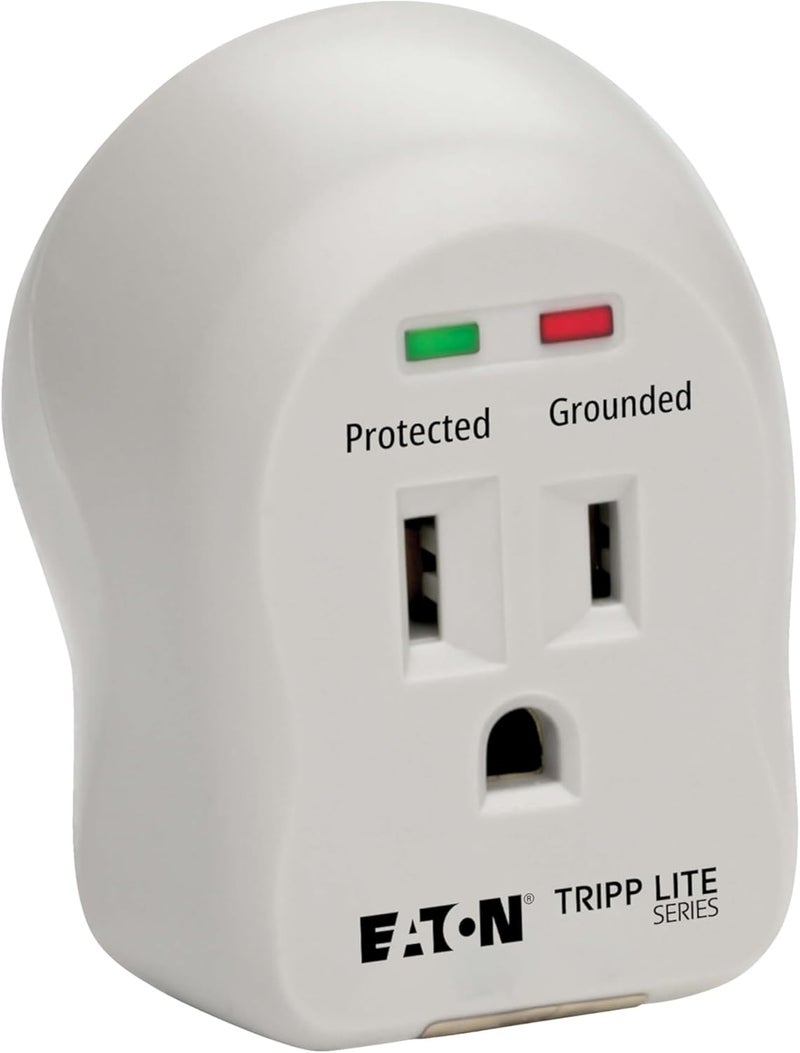 TRIPPLITE Eaton SPIKECUBE Single Outlet Surge Protector Power Strip, 600 Joule Rating, Diagnostic LEDs, Portable Direct Plug-in Outlet Extender, Lifetime Manufacturer's Guarantee & $5,000 Insurance - Image 1