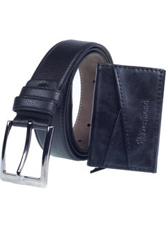 Deribond Men's Belt and Crazy Leather Mechanism Card Holder  - Image 1