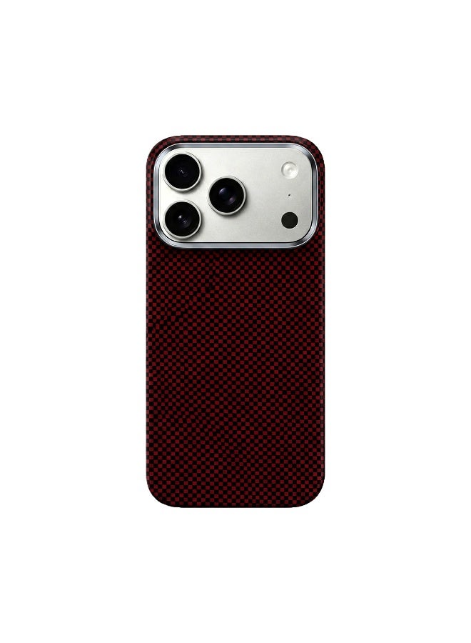 موبكوس جراب Mobcos لهاتف iPhone 17 Pro Max Chex بلون أحمر سادة مصنوع من ألياف الأراميد، بنسيج 1500D Fusion Weave، غطاء مغناطيسي فائق النحافة وخفيف الوزن، متوافق مع MagSafe - Image 1