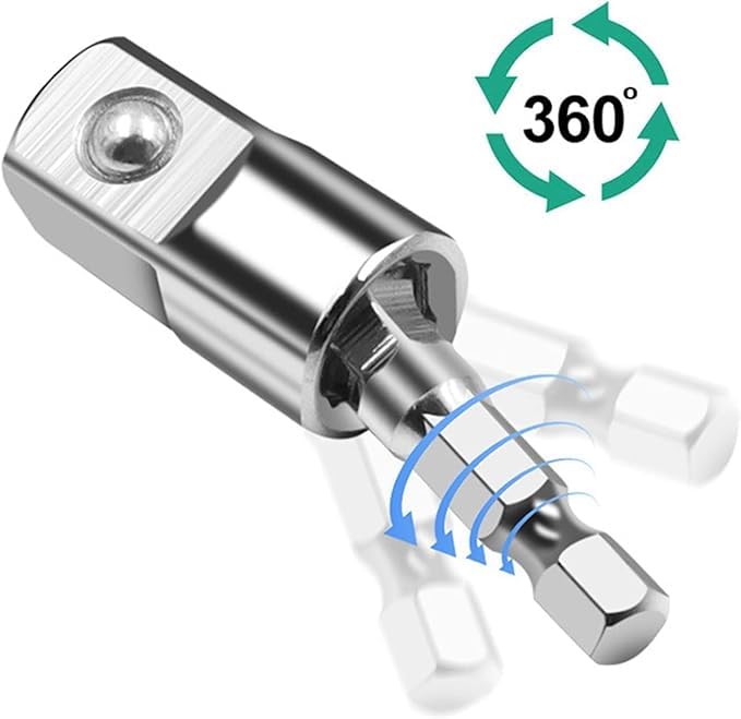 NityaEcommerce 14 38 12 Electric Wrench Drill Socket Adapter Rotatable Square Socket Converter Tool Fit for Impact Driver Hex Wrench Socket - Image 4