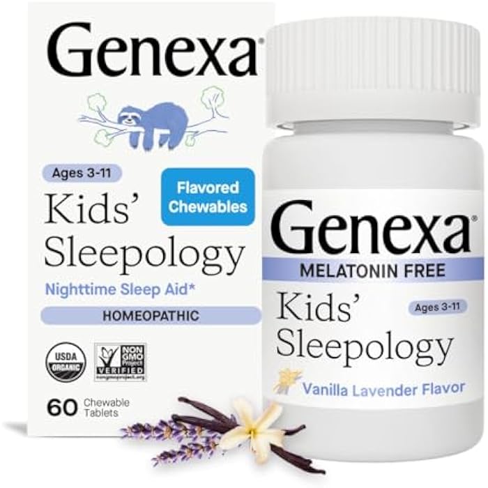 Genexa Sleepology for Children – 60 Tablets | Certified Organic & Non-GMO, Melatonin-Free, Physician Formulated, Homeopathic | Sleep Aid for Children - Image 1