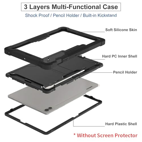 TGK Heavy Duty Shockproof Protection Kickstand Hybrid Case Cover for Samsung Galaxy Tab S10 Ultra/Tab S9 Ultra 14.6 Inch/Tab S8 Ultra 14.6 Inch (Black) - Image 4
