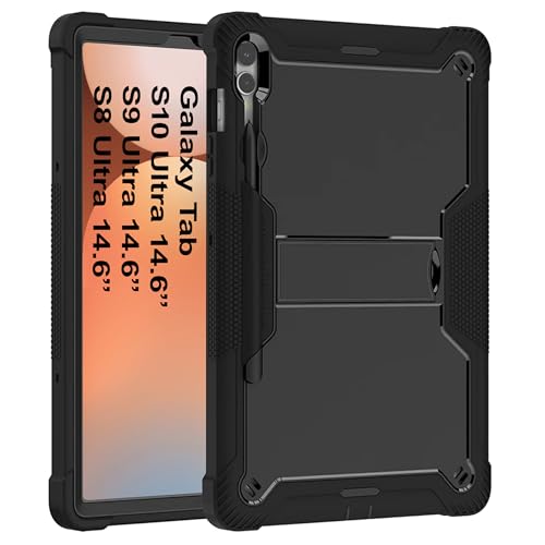 TGK Heavy Duty Shockproof Protection Kickstand Hybrid Case Cover for Samsung Galaxy Tab S10 Ultra/Tab S9 Ultra 14.6 Inch/Tab S8 Ultra 14.6 Inch (Black) - Image 1