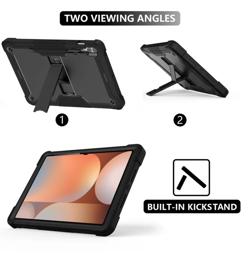 TGK Heavy Duty Shockproof Protection Kickstand Hybrid Case Cover for Samsung Galaxy Tab S10 Ultra/Tab S9 Ultra 14.6 Inch/Tab S8 Ultra 14.6 Inch (Black) - Image 3