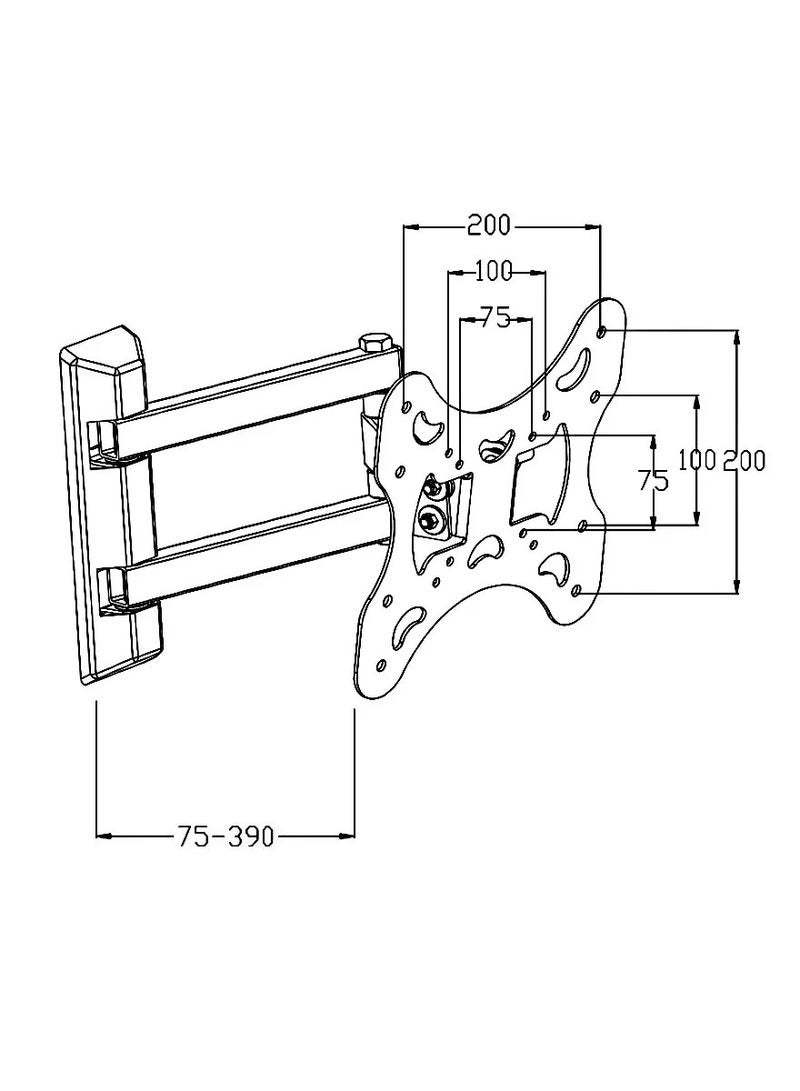 Skill Tech "Super Economy Full-Motion TV Wall Mount Bracket – Adjustable Tilt, Swivel, and Extendable Arm for 26 to 55 Inch TVs – Easy Installation with VESA Compatibility – Durable Steel Construction – Affordable and Space-Saving Design" - Image 4