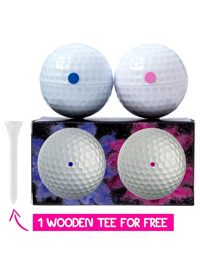 SYOSI Gender Reveal Golf Balls, One Pink, One Blue And A Wooden Tee Included, Best Gift For Expecting Parents - Image 2