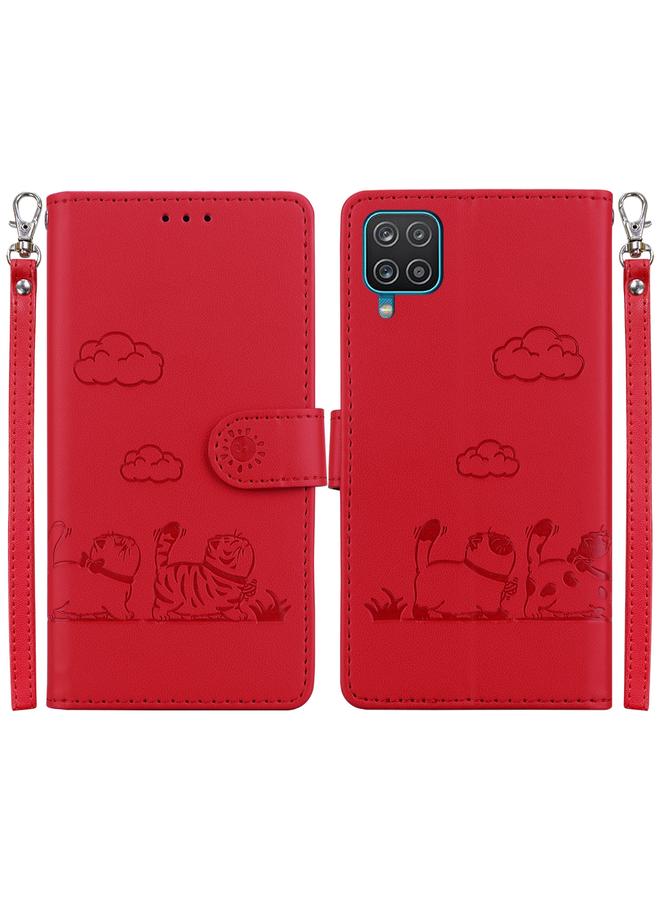 S-TOP Case For Samsung Galaxy A12 5G Cute Cats RFID Leather Phone Case - Image 1