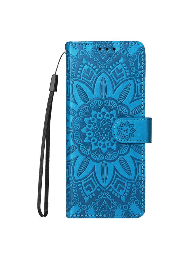 اس-توب جراب لهاتف Samsung Galaxy Z Fold4 5G، جراب هاتف من الجلد المنقوش بنقشة دوار الشمس - Image 2