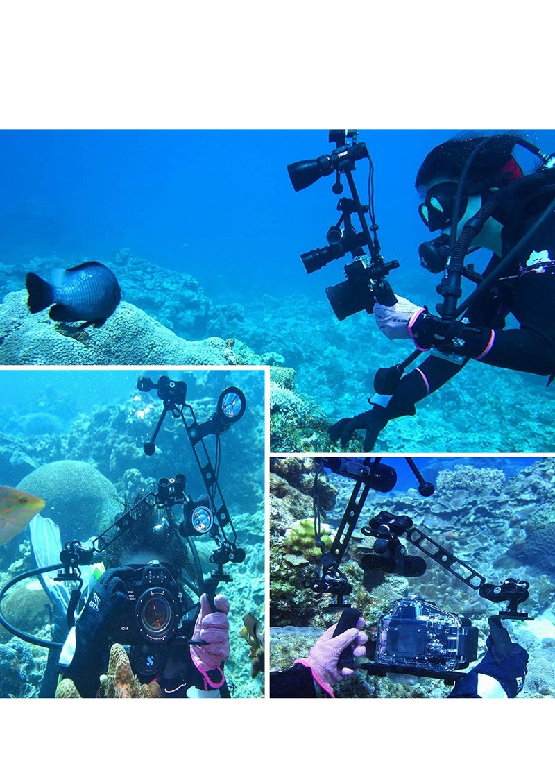 Excefore 4pcs 1'' Ball Clamp Mount, Aluminum Standard Long Clip Adapter Bracket Holder for Action Sports Camera Underwater Housing Diving Light Arm Connected Accessories - Image 3