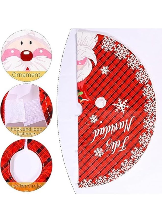 مفرش سجادة قاعدة شجرة احتفالي باللون الأحمر الفاخرغطاء أرضي دائري بنقوش مبهجة لتنسيق الهدايا وتزيين ركن المنزل FO (60) - Image 3