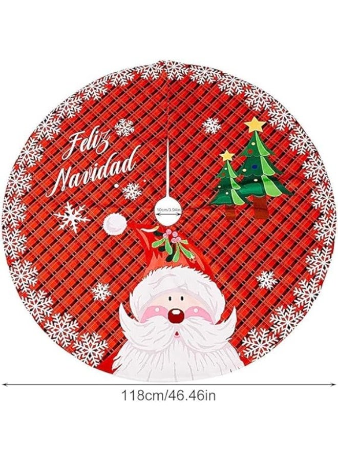 مفرش سجادة قاعدة شجرة احتفالي باللون الأحمر الفاخرغطاء أرضي دائري بنقوش مبهجة لتنسيق الهدايا وتزيين ركن المنزل FO (60) - Image 1