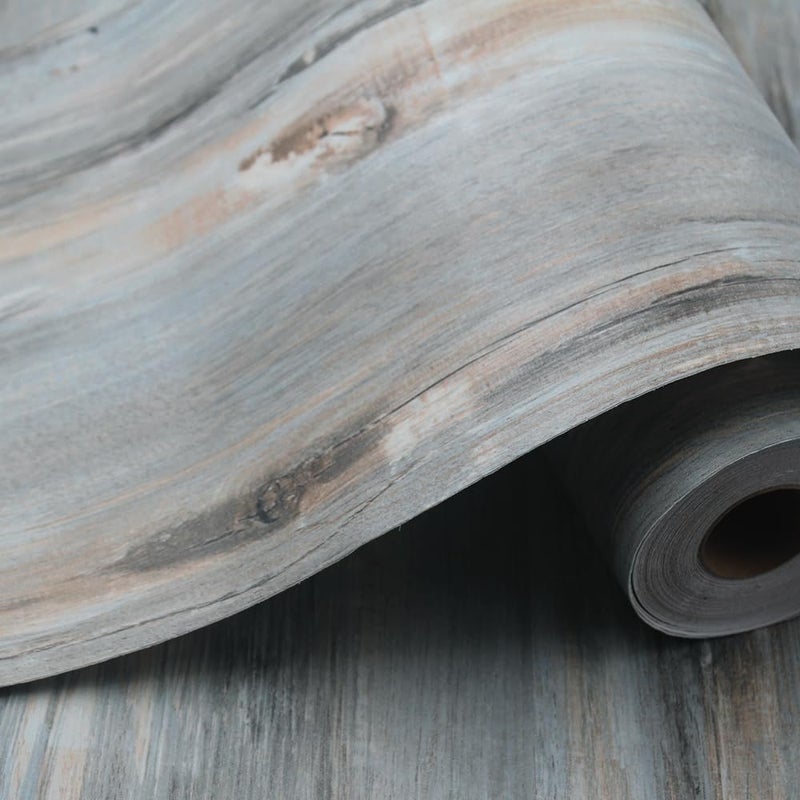 auxua Wood Grain Peel and Stick Floor Tiles â€“ 11.8â€ Width, Full Roll Length of 118" â€“ Versatile Design for Any Space, Sunwashed Blue Self Adhesive Vinyl Flooring, Waterproof and Non-Slip Features - Image 1