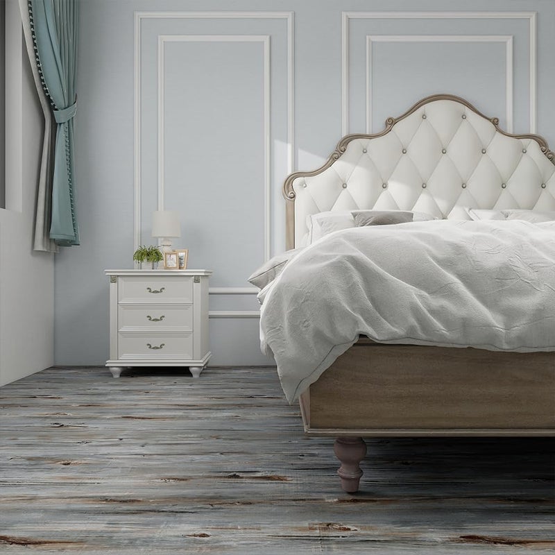 auxua Wood Grain Peel and Stick Floor Tiles â€“ 11.8â€ Width, Full Roll Length of 118" â€“ Versatile Design for Any Space, Sunwashed Blue Self Adhesive Vinyl Flooring, Waterproof and Non-Slip Features - Image 2