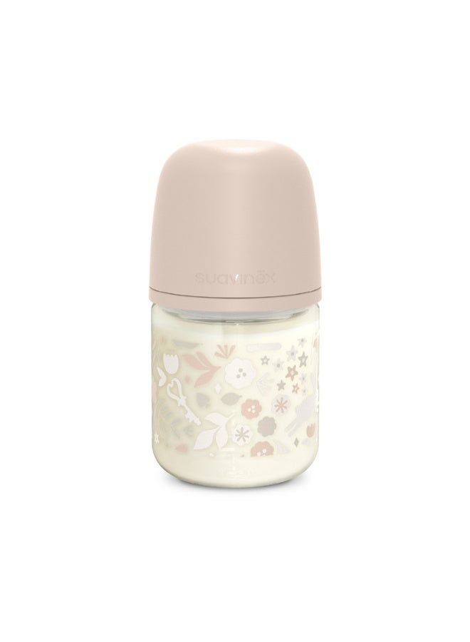 SUAVINEX Glass Baby Feeding Bottle with Slow-Flow Physiological Nipple Teat, Mimics Natural Breastfeeding Experience, +0 Months 120ml - Pink - Image 2