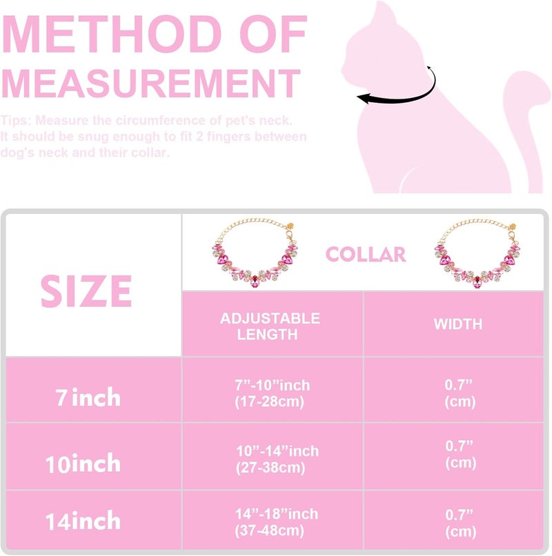 HOWWFALY Dog Cat Rhinestone Collars with Paw Crystal Diamonds Gold Collars Necklace Adjustable Collar Dog Chain Cat Diamonds Princess Pet Collar (Pink, S) - Image 2