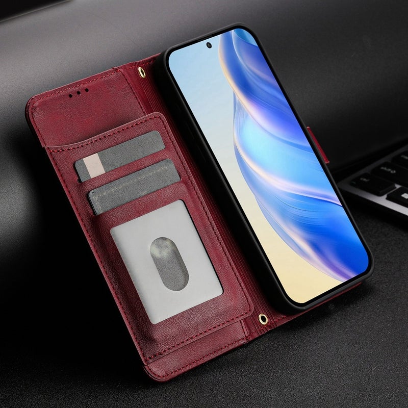 HuHa Protective Cover For Honor 200 Lite Global Multi-Card Slots Zipper Wallet Leather Phone Case(Dark Red) - Image 2