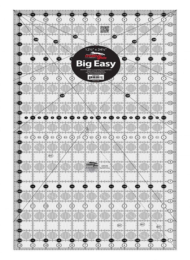 Creative Grids Quilt Ruler 12-1/2in x 24-1/2in Rectangle – CGR1224 – Made in USA, Non-Slip Grip Acrylic Quilting, Sewing, Crafting, Patchwork Ruler for Measuring & Cutting Fabric - Image 1