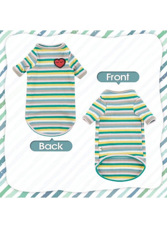 DENTRUN Hairless Cats Shirt Breathable Cat Daily Wear Clothes Stripe Vest Adorable Pajamas Jumpsuit Soft & Skin-Friendly - Image 2