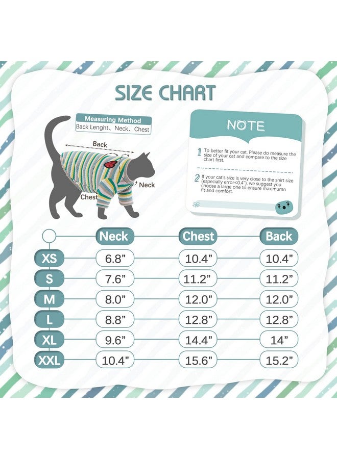 DENTRUN Hairless Cats Shirt Breathable Cat Daily Wear Clothes Stripe Vest Adorable Pajamas Jumpsuit Soft & Skin-Friendly - Image 4