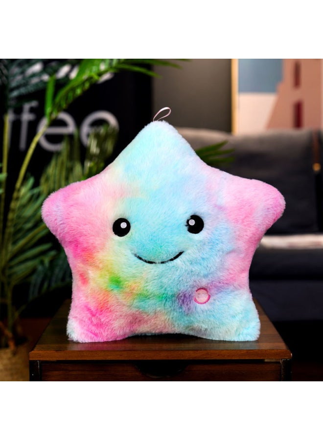 Colorful Music Lighting Plush Toy Pillow Star Shaped Soft Doll Night Glow Cute Pillow For Youth 15-35 Years Old-Color:five-pointed Star Color-Height:Five-pointed Star 35*40cm - Image 1