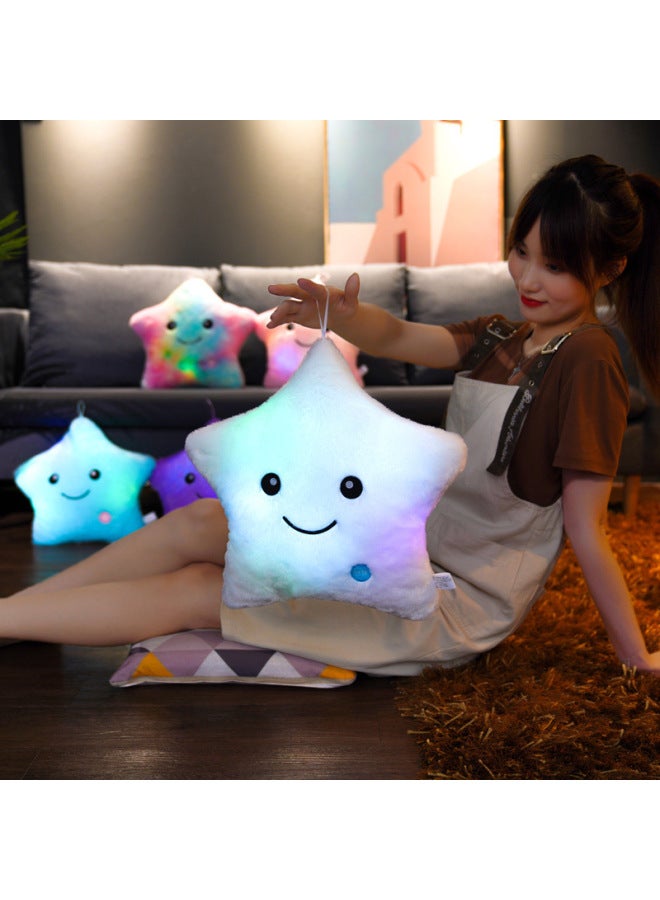 Colorful Music Lighting Plush Toy Pillow Star Shaped Soft Doll Night Glow Cute Pillow For Youth 15-35 Years Old-Color:five-pointed Star Color-Height:Five-pointed Star 35*40cm - Image 4