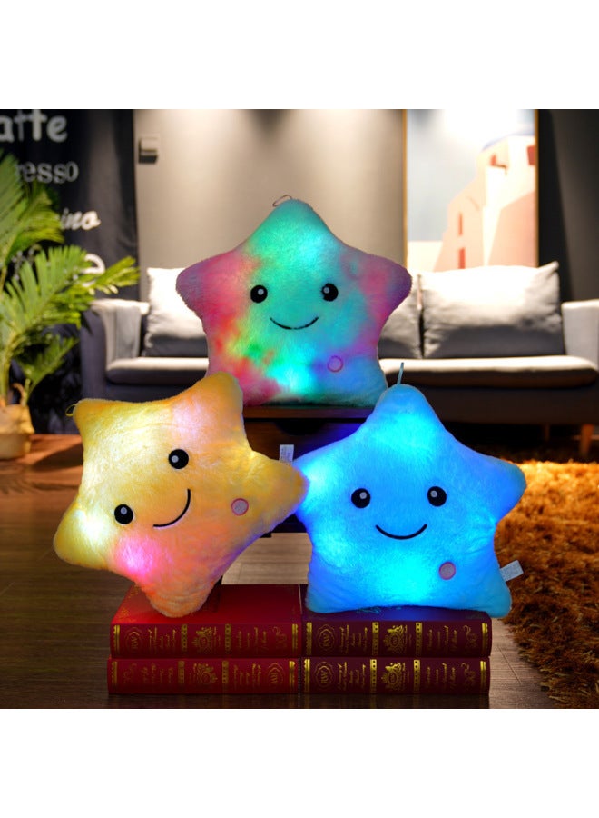 Colorful Music Lighting Plush Toy Pillow Star Shaped Soft Doll Night Glow Cute Pillow For Youth 15-35 Years Old-Color:five-pointed Star Color-Height:Five-pointed Star 35*40cm - Image 3