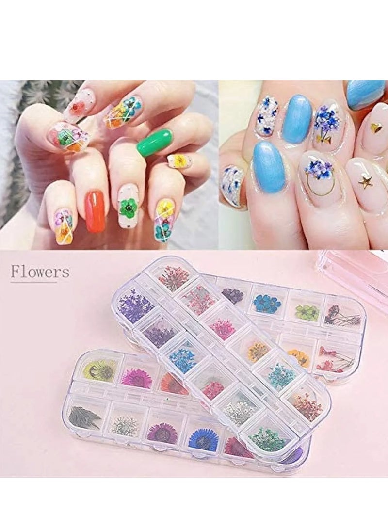 زهور جميلة بأشكال وألوان متنوعه لتزيين الأظافر على شكل زهور مجففة وملصقات تزيين أظافر ثلاثية الأبعاد - Image 2