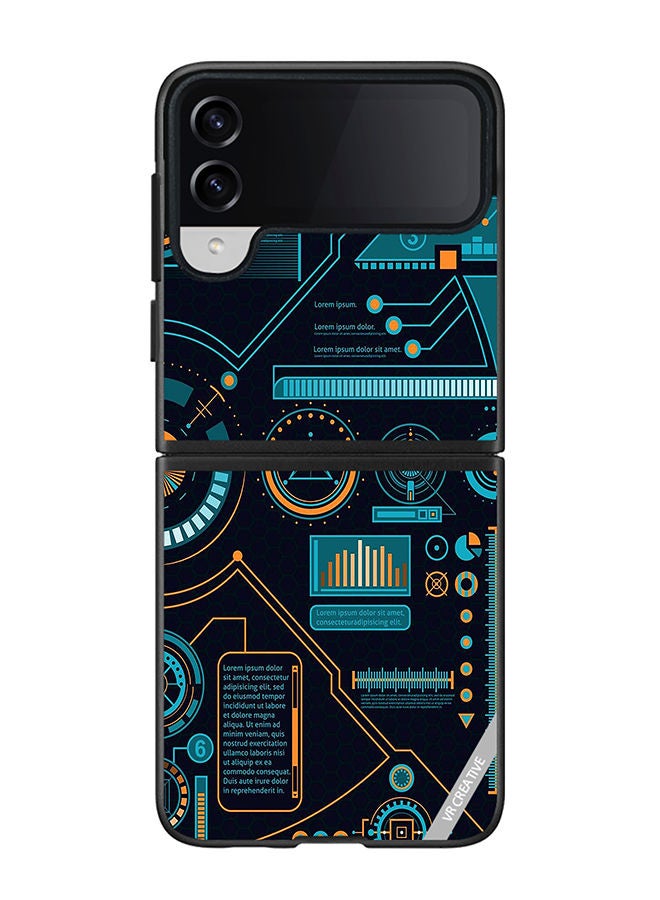 VR CREATIVE Protective Case Cover For Samsung Galaxy Z Flip4 Abstract Design Multicolour - Image 1