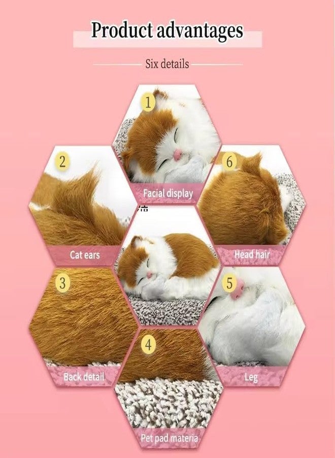 SUNBEET Cute Sleeping Cat Plush Toy with Meow Sound, Gift for Kids Car Dashboard Accessories (Pack of 1) (Multi Colour) - Image 5