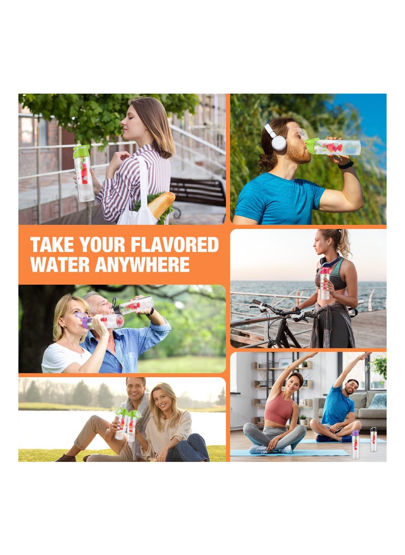SYOSI - Fruit Infuser Water Bottle, 28 oz Leakproof Water Infuser Bottle, Large Capacity Plastic Infused Water Bottles for Women Men Gym Bike Camping Travel Tea Drink Gift, Multicolor(4 Pieces) - Image 1