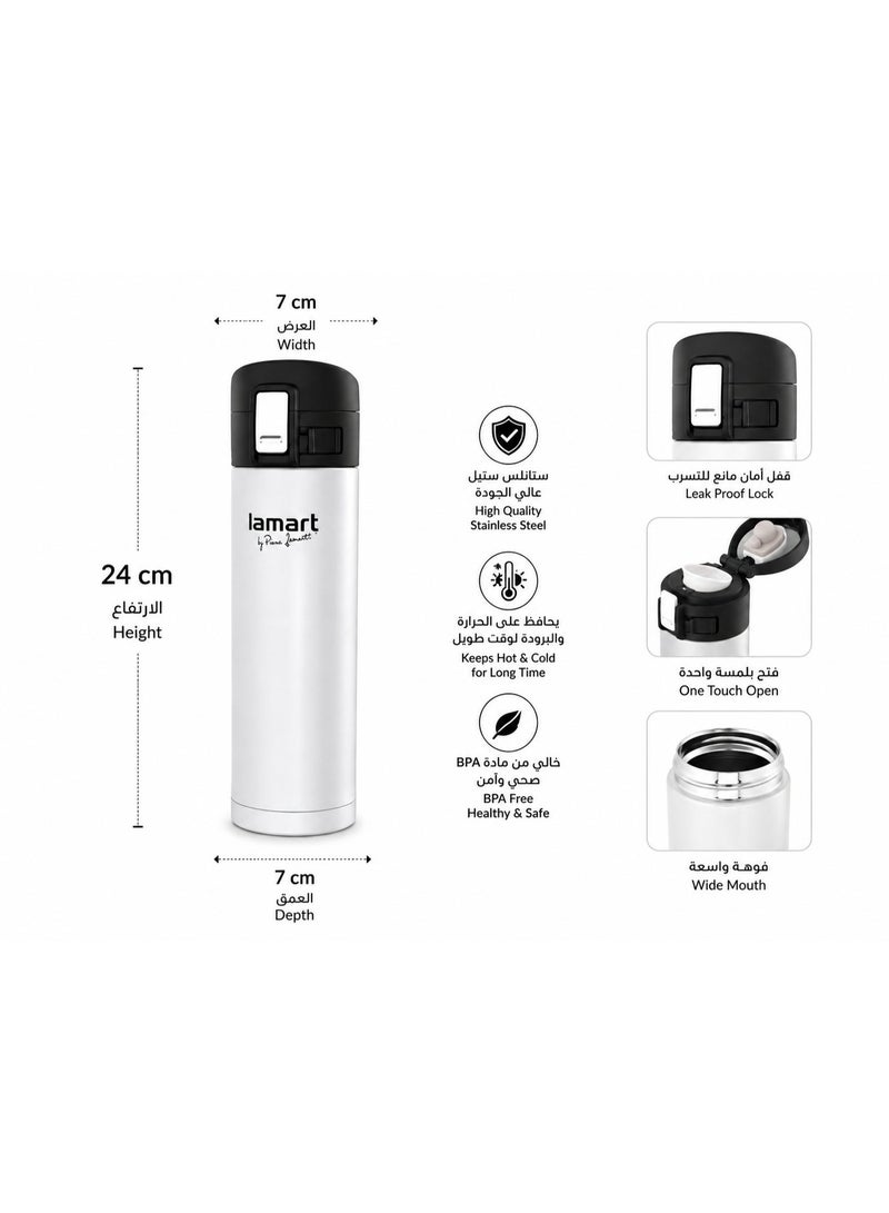 Lamart Vacuum Flask High Quality Stainless Steel 420Mlwhite - Image 5