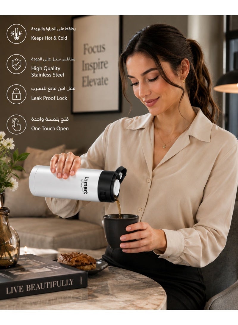 Lamart Vacuum Flask High Quality Stainless Steel 420Mlwhite - Image 3